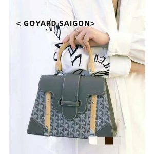 Goyard Goyardine Saigon Grey Big PM Top Wooden Handle Bag First Copy | AAA+ Replica