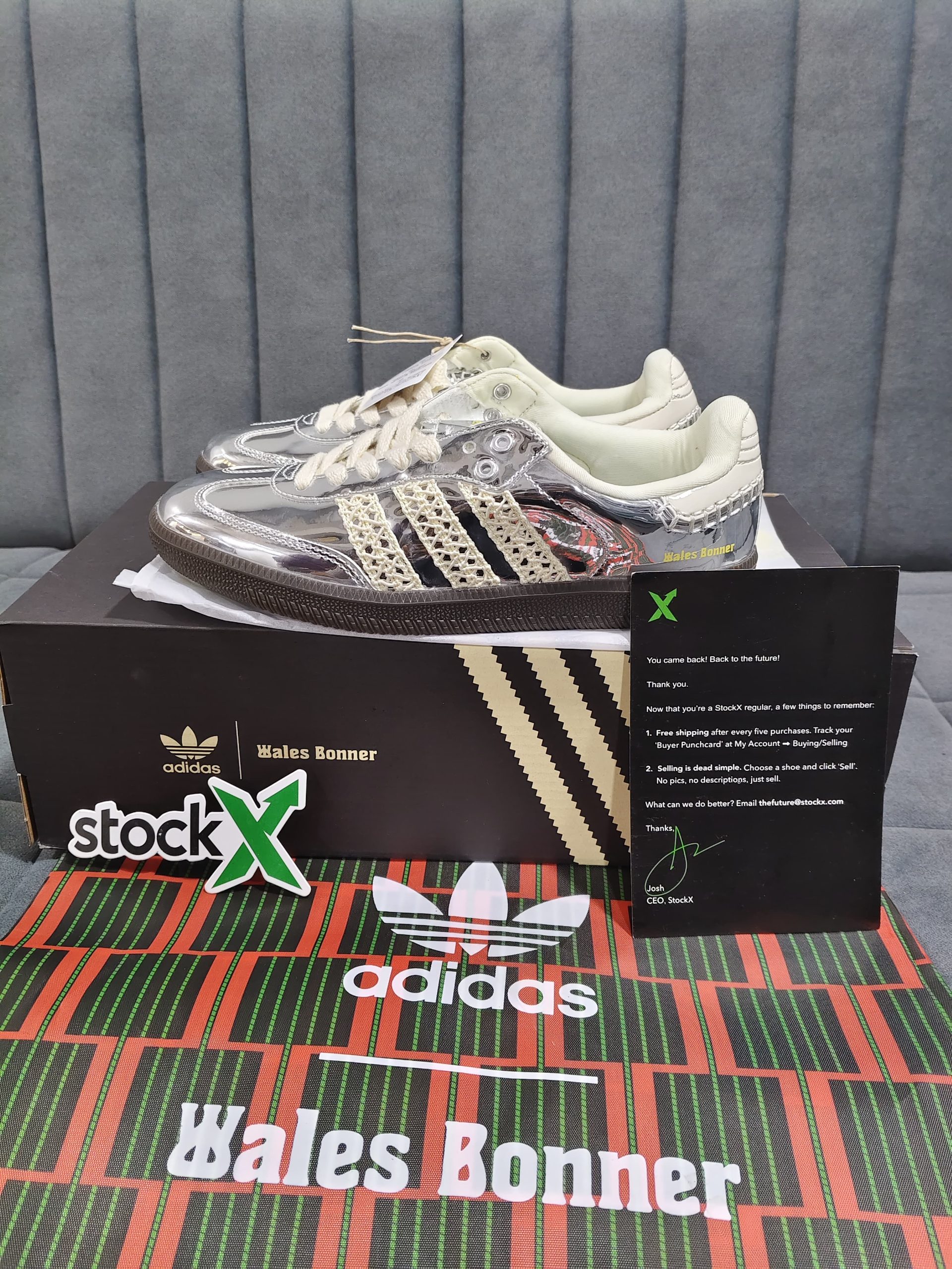 FIRST COPY Adidas Samba x Wales Bonner Silver
