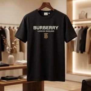 First Copy Burberry Premium Cotton Lycra Round Neck T-Shirt — 7A Quality Replica