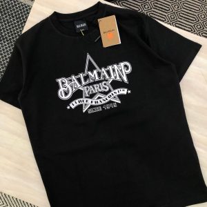 Balmain Exclusive Cotton Lycra Crew White Printed T-Shirt First Copy | AAA+ Replica