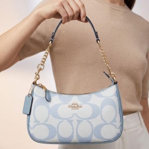 Coach Teri Shoulder Bag Signature Canvas Printed Blue First Copy | AAA+ Replica