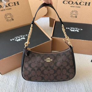 Coach Teri Shoulder Bag Signature Canvas Printed Brown First Copy | AAA+ Replica