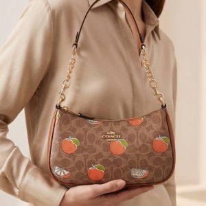 Coach Teri Shoulder Bag Signature Canvas Printed Orange First Copy | AAA+ Replica