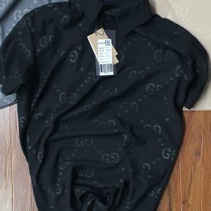 Gucci Very Premium Cotton Pique Lycra Polo T-Shirt Black First Copy | AAA+ Replica