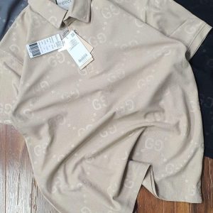 Gucci Very Premium Cotton Pique Lycra Polo T-Shirt Cream First Copy | AAA+ Replica