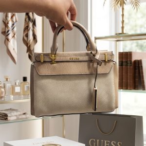 Guess Sestri Luxury Satchel Bag Cream First Copy | 12@ High End Replica