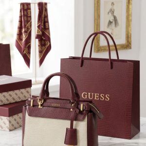 Guess Sestri Luxury Satchel Bag Maroon First Copy | 12@ High End Replica