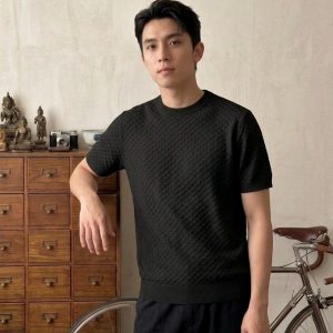 High End Imported Exclusive Knitted Round Neck T-Shirt Black First Copy | Premium