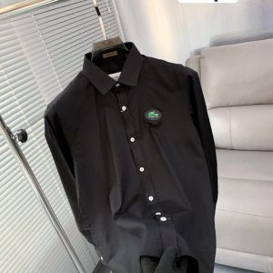 Lacoste Original Oxford Premium Shirt Black with Logo First Copy | AAA+ Replica