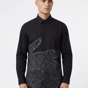 Lacoste Original Oxford Premium Shirt Black Printed First Copy | AAA+ Replica