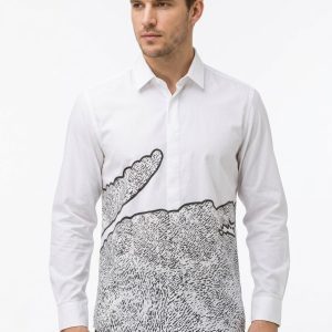 Lacoste Original Oxford Premium Shirt White Printed First Copy | AAA+ Replica