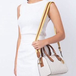 Michael Kors Bedford Legacy Logo Bag White First Copy | AAA+ Replica