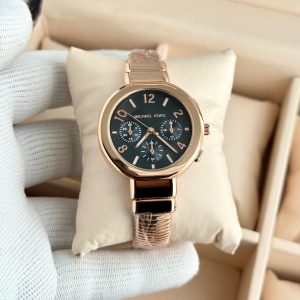 Michael Kors Gramercy Black Dial Rose Gold Kada Watch Ladies First Copy | 7A Replica