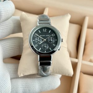 Michael Kors Gramercy Black Dial Silver Kada Watch Ladies First Copy | 7A Replica