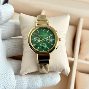 Michael Kors Gramercy Green Dial Rose Gold Kada Watch Ladies First Copy | 7A Replica