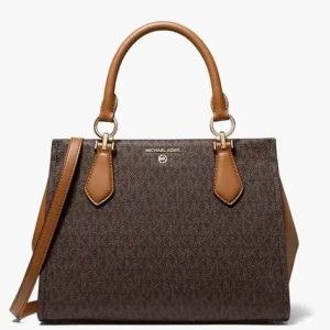 Michael Kors Marilyn Medium Logo Satchel Handbag Brown First Copy | AAA+ Replica