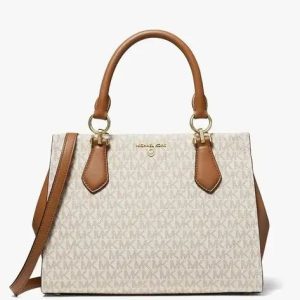 Michael Kors Marilyn Medium Logo Satchel Handbag Cream First Copy | AAA+ Replica