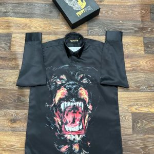 Philipp Plein Store Article Printed Black Dogs Shirt First Copy | Premium Replica