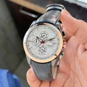 Tissot Couturier Chronograph Leather Grey Strap Watch First Copy | 7A Quality Replica