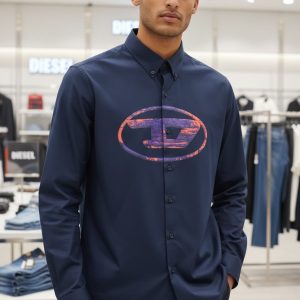 Diesel Original Cotton Oxford Premium Shirt Blue