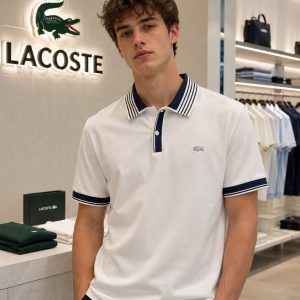 Premium Lacoste Imported Polo T-Shirt White First Copy