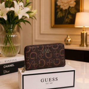 Latest Guess Zipper Wallet in Brown