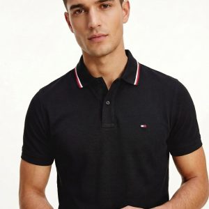 Tommy Hilfiger Premium Quality Exclusive Polo Tee Black First Copy (Style 2)