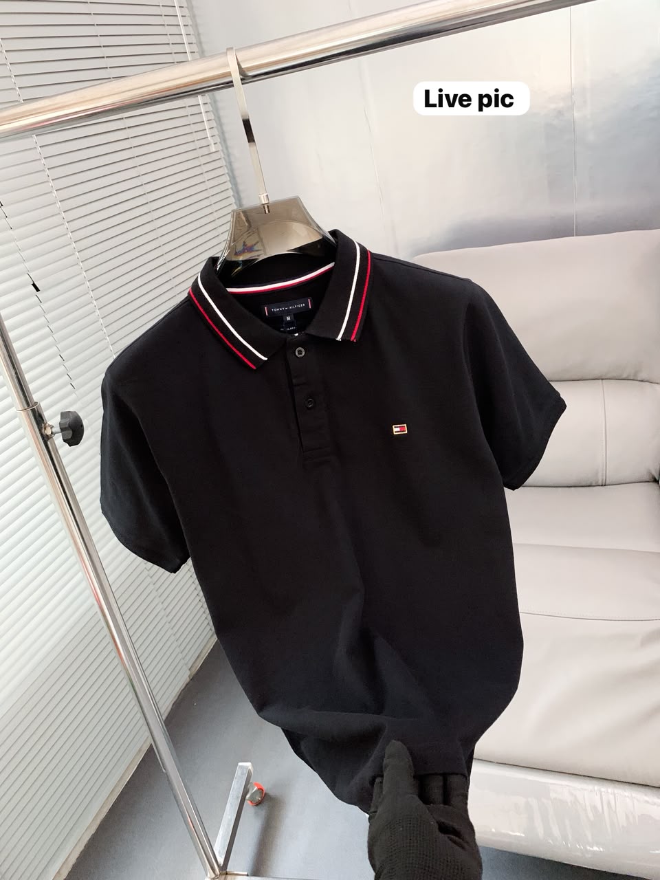 Tommy Hilfiger Premium Quality Exclusive Polo Tee Black First Copy (Style 2) - Image 2
