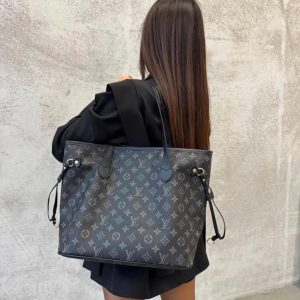 First Copy Louis Vuitton Neverfull Black Combo 2Pc Set Bag