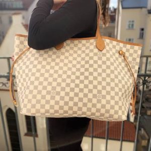 First Copy Louis Vuitton Neverfull White Combo 2Pc Set Bag