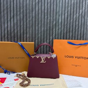 Louis Vuitton Capucines Medium Handbag In Maroon First Copy