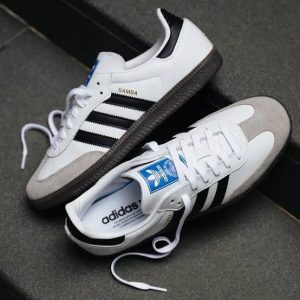First Copy Adidas Originals Samba OG Leather Shoes in Core Black White