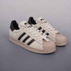 First Copy Adidas Superstar 82 Beige Black Thread Pair Front