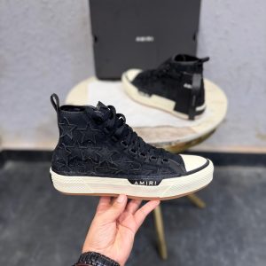 First Copy Amiri Mujer Star Court High-Top Sneakers in All Black