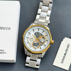 First Copy Armani Exchange Chronograph Watch in Two Tone Gold Silver