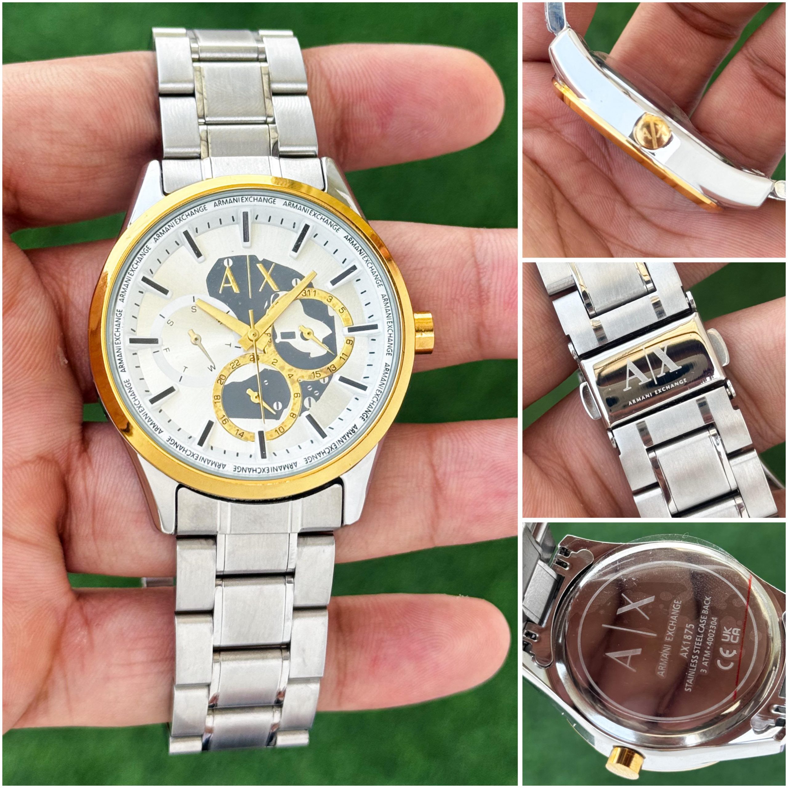 First Copy Armani Exchange Chronograph Watch in Two Tone Gold Silver