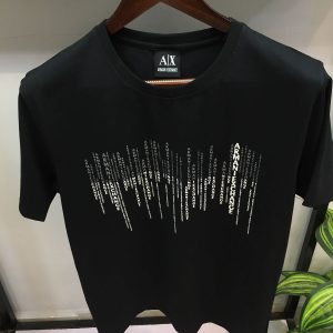 First Copy Armani Exchange Soundwave Typography T-Shirt Black