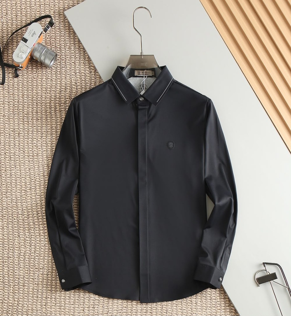 First Copy Brunello Cucinelli Stitchless Full Sleeves Shirt in Black