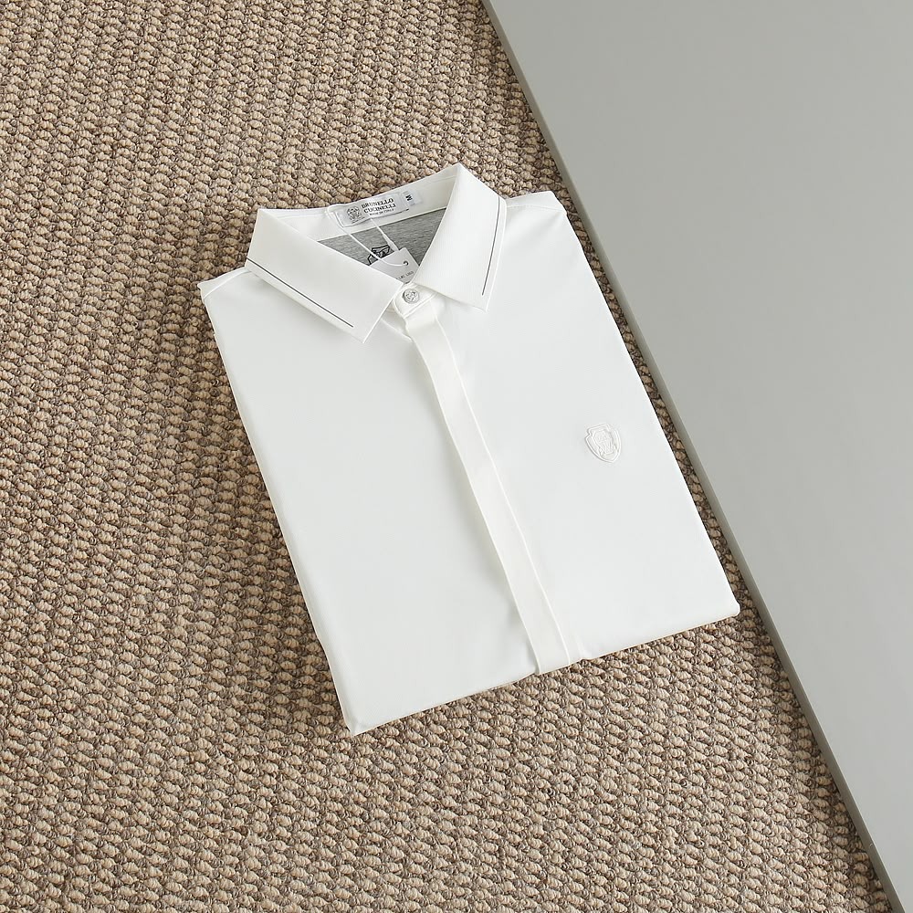 First Copy Brunello Cucinelli Stitchless Full Sleeves Shirt in White - Image 2