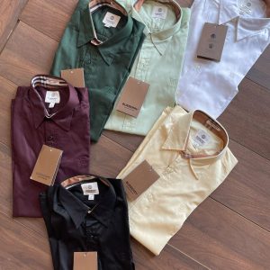 First Copy Burberry Check Cuff Monogram Long Sleeve Shirt Wine Burgundy
