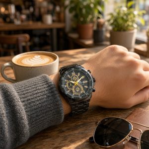 First Copy Casio Edifice Chronograph Watch in All Black Gold