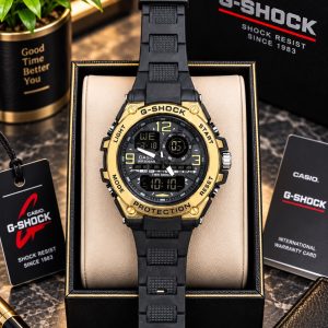 First Copy Casio G-Shock Twin Sensor Metal Body Gold Bezel Watch