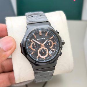 First Copy Casio G-Shock Full Metal Steel Chronograph Watch Black Rose Gold Accents