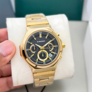 First Copy Casio G-Shock Full Metal Steel Chronograph Watch Gold Black Dial
