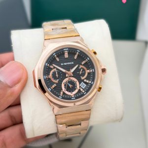 First Copy Casio G-Shock Full Metal Steel Chronograph Watch Rose Gold Black Dial