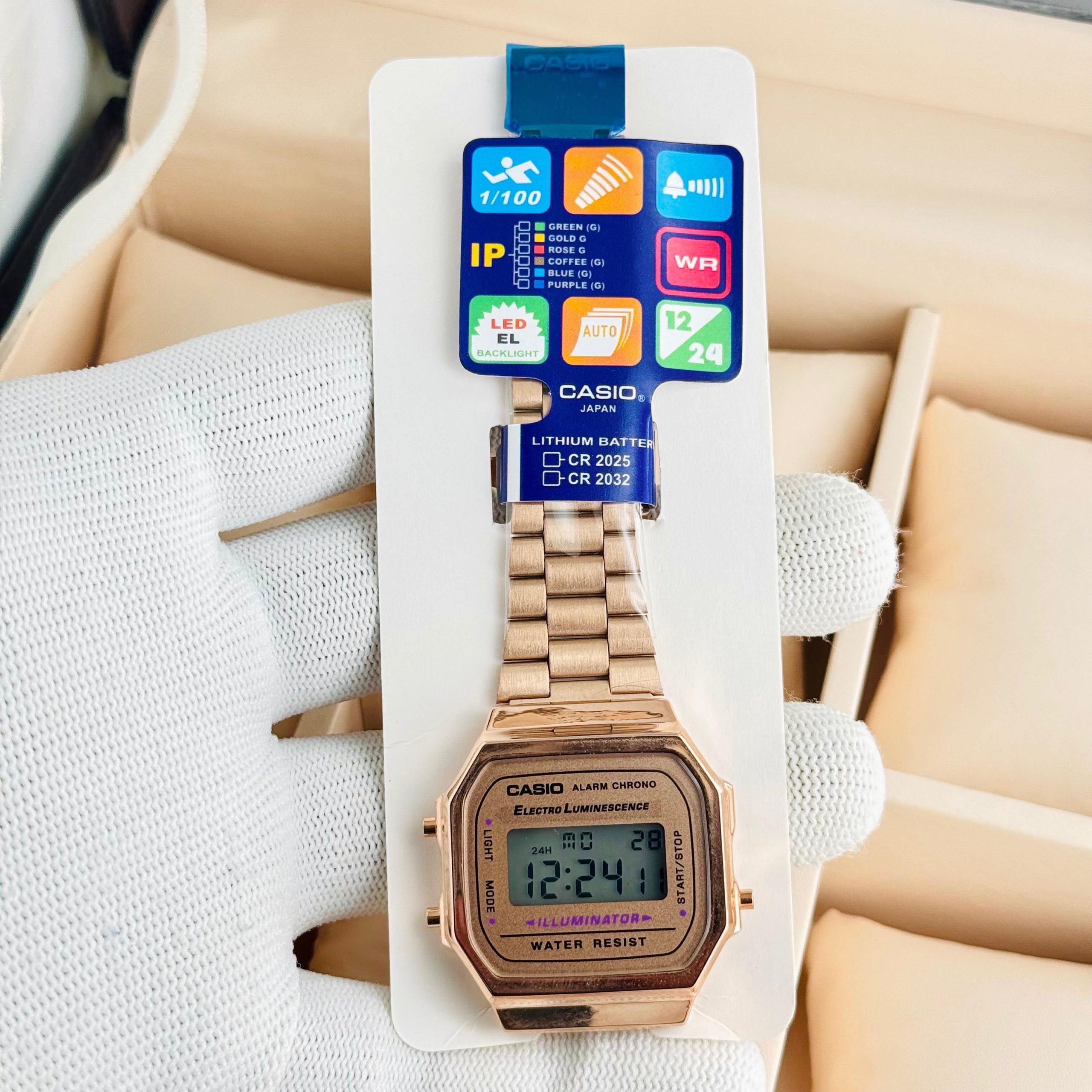 First Copy Casio Vintage Digital Illuminator Watch in Silver Steel