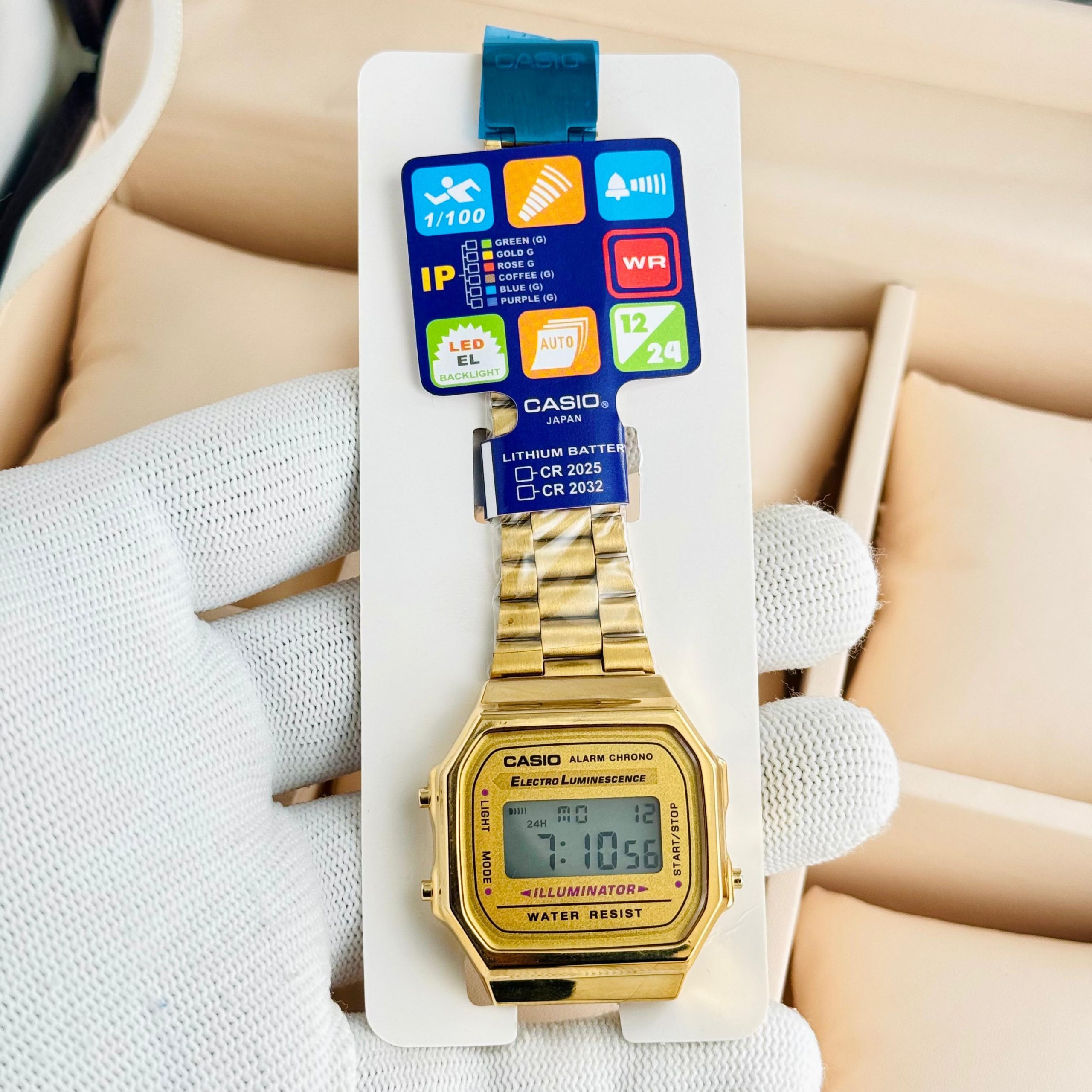 First Copy Casio Vintage Digital Illuminator Watch in Silver Steel
