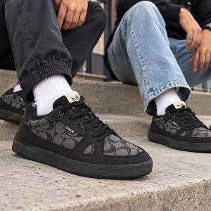 First Copy Coach New York Signature C Sneakers Charcoal Black Side Profile