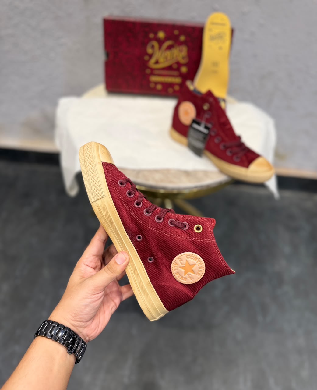 First Copy Converse Chuck 70 Mid Wonka Shoes in Cherry Brown