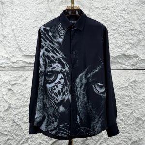 First Copy Dolce & Gabbana Japanese Lycra Tiger Print Shirt in Black